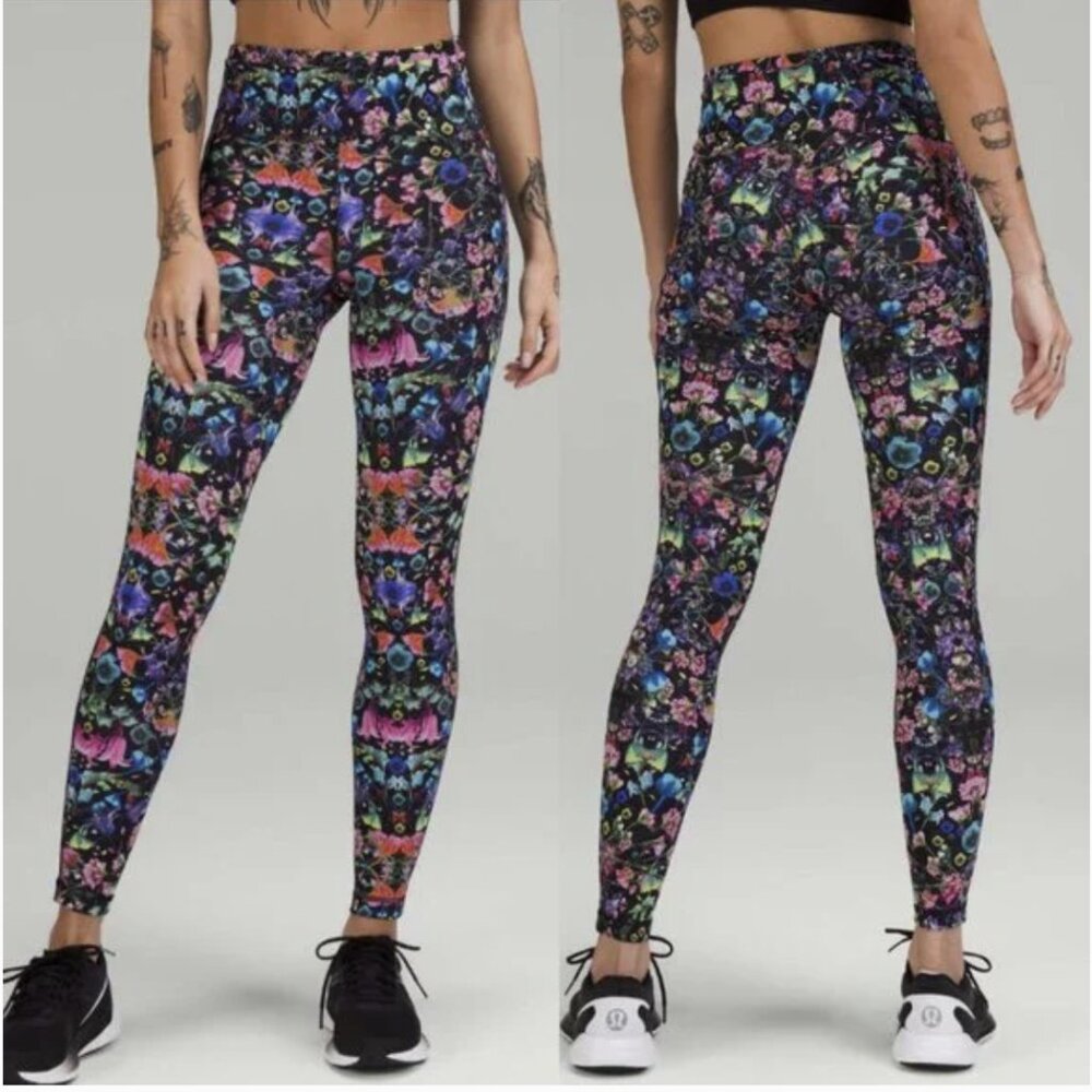 Lululemon Swift Speed High-Rise Tight Leggings 28" Flowerscope Black Multi Sz 4